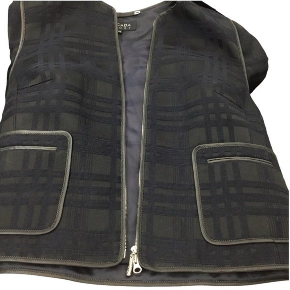 Escada Sport Wool Silk Blend Navy Black Textured Casual Full Zip Jacket Size 40 - Picture 8 of 12